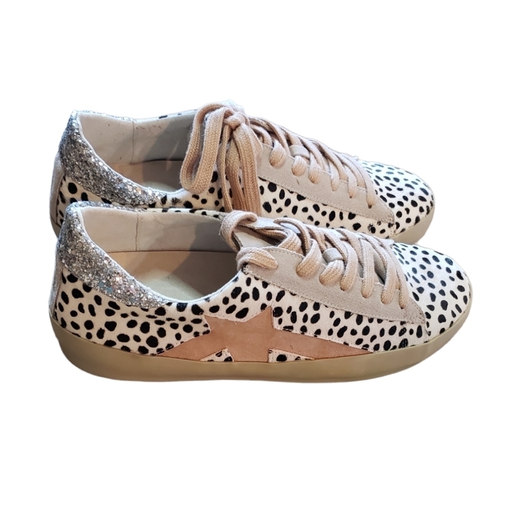 Shushop Sabrina White Cheetah Sneakers
